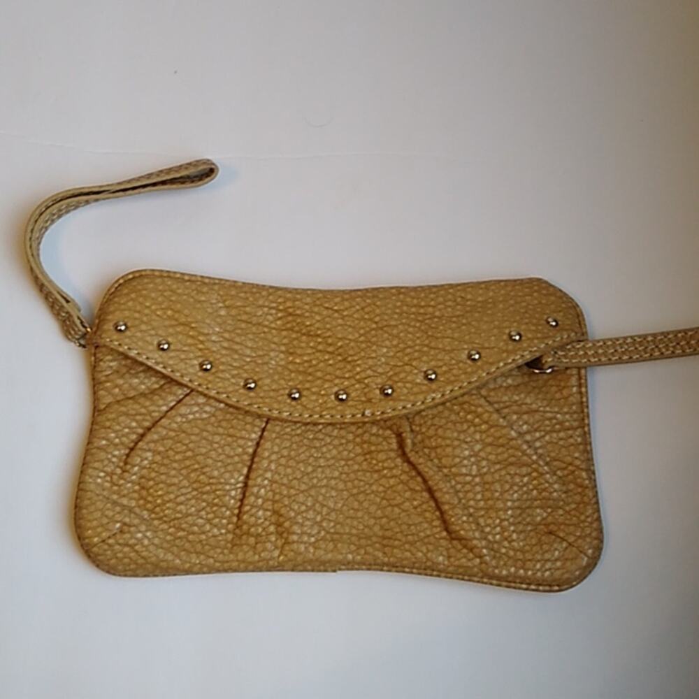 Marc ecko Pebbles foe leather tan clutch wristlet